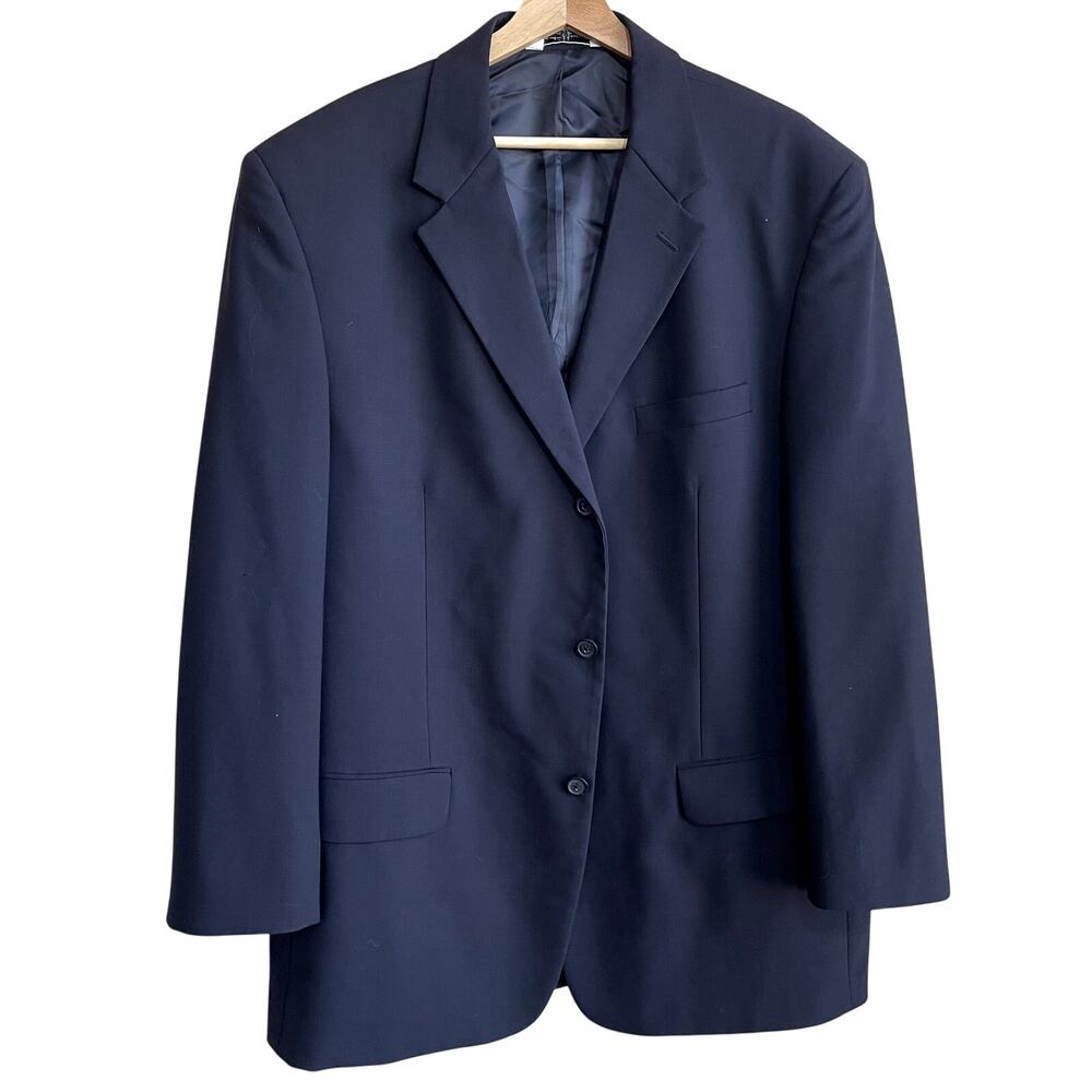 Versini‎ 100% wool made in korea navy blue suit set 36 inch waist flaws- holes